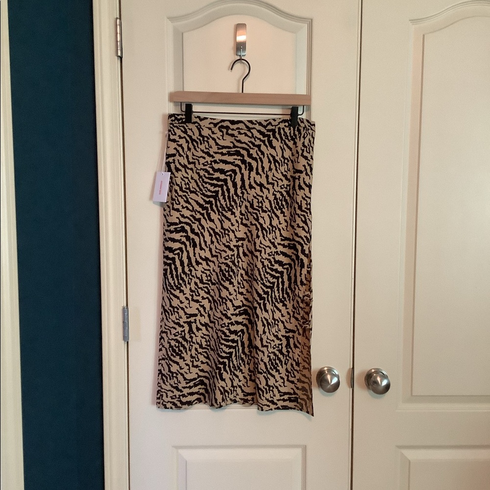 Good American Zebra Bias Midi Pencil Skirt Size 3/L